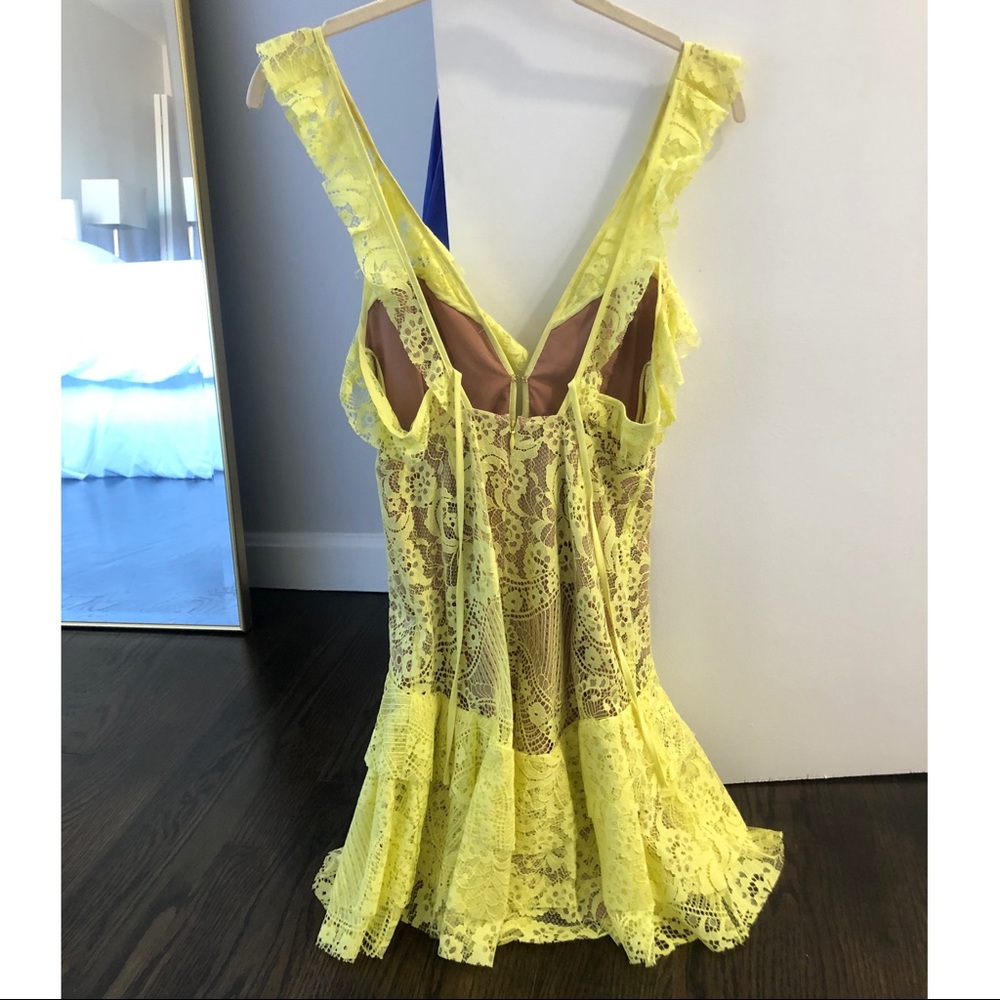 For Love & Lemons 🍋 Yellow Lace Mini Dress